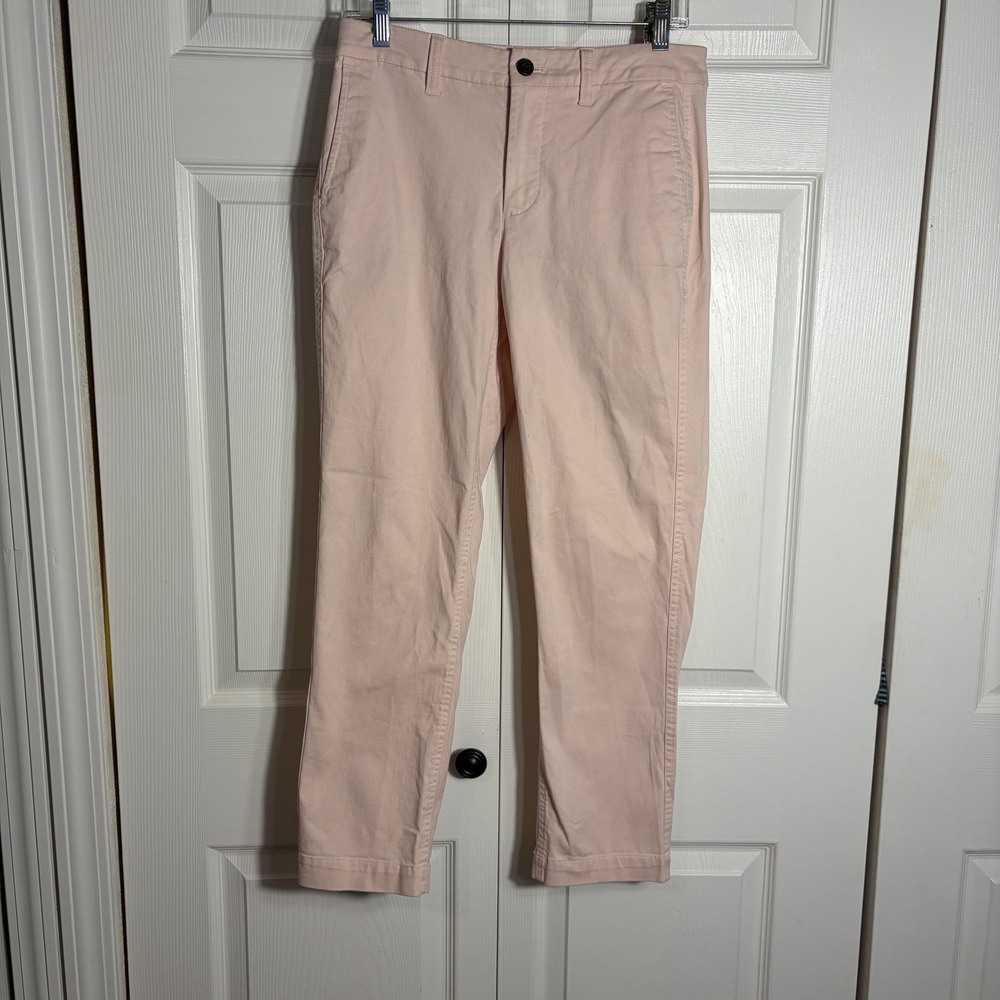 J Crew Factory High Rise Girlfriend Chino Pans Women 4 Pink Cotton Blend Stretch